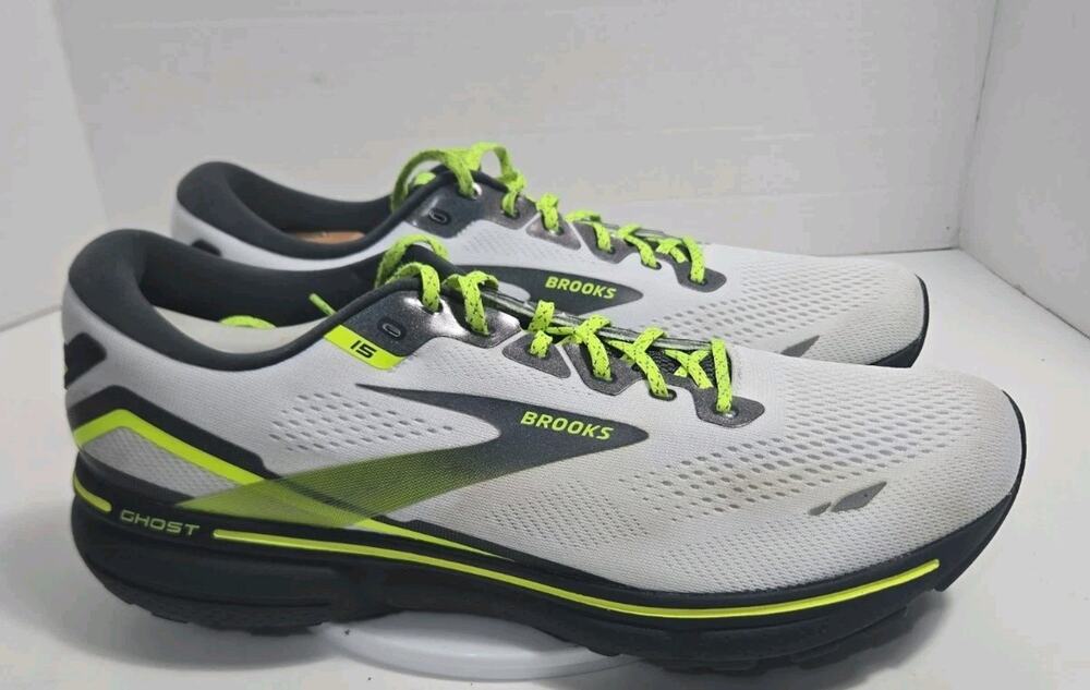 Brooks Men Ghost 15 Neutral Running Shoe 110391 White/Ebony/Nightlife Size 13 M